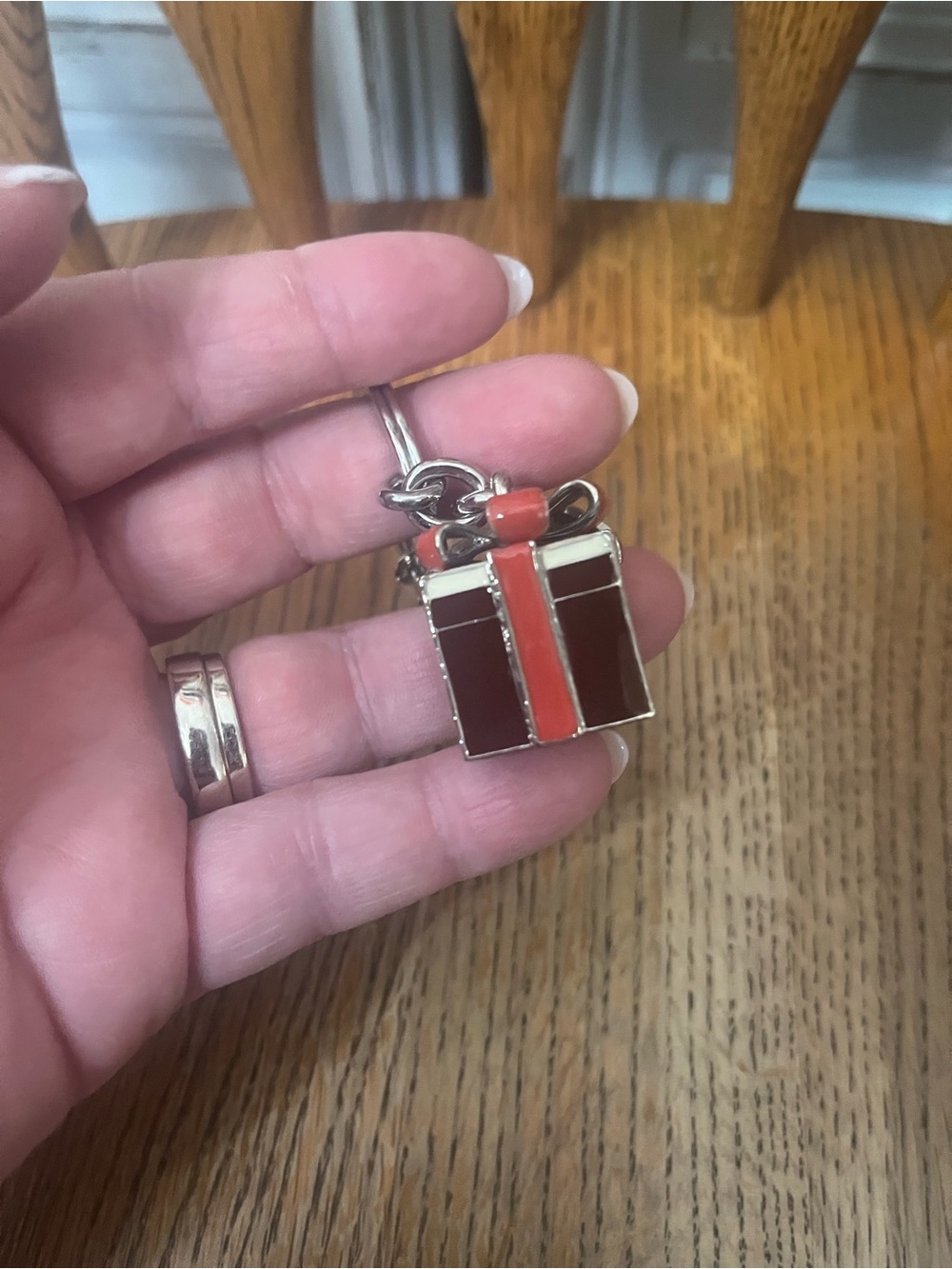Coach Silver and Red Enamel Present Key Fob New with 🏷️ - Picture 3 of 6